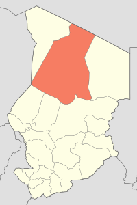 Map of Chad showing Borkou region