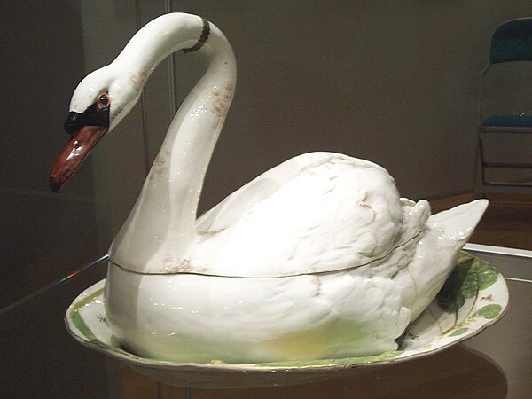 Soft-paste porcelain swan tureen, 1752–1756, Chelsea porcelain