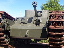 The flame projector on the Churchill Crocodile was in the hull machine gun ball-mount in the hull front plate leaving the main gun unaffected Churchill Crocodile.JPG