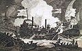 Español: La Armada española derrota a la Contraarmada inglesa en 1589 English: The Armada Española defeated the Drake-Norris Expedition in 1589