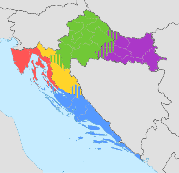Macroregioni della Croazia: Croazia Centrale o Zagabrese-Moslavina-Murania Slavonia...