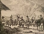 Esclaves lavant les diamants dans le Minas Gerais au Brésil. Lithographie des naturalistes allemands Johann Baptist von Spix et Carl Friedrich Philipp von Martius, 1823.