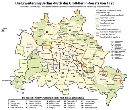 Die Erweiterung Berlins durch das Groß Berlin Gesetz von 1920 (Karte)