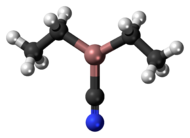 Ball-and-stick model of the diethylaluminium cyanide molecule