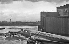 Starways DC-3 at Liverpool Airport, 1960 Dove and DC3, Liverpool, 1960.jpg