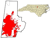 Durham County North Carolina incorporated and unincorporated areas Durham highlighted.svg