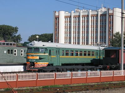 Abschnitt des elektrischen Zuges ER1-228 im Museum der Geschichte der Kaliningrader Eisenbahn (vor der Umbenennung)