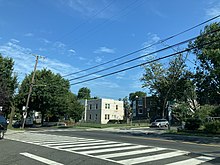 Intersection of Franklin St. and 5th St. NE, in Edgewood, July 2021. Edgewood Washington DC 2021.jpg