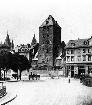 The Iron Tower around 1900, enclosed by a wall Eisenturm3.jpg