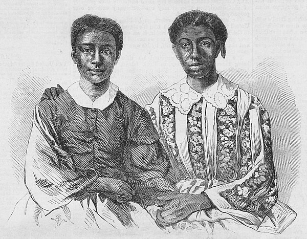 The case centered on Dred and Harriet Scott (top) and their children, Eliza and Lizzie.