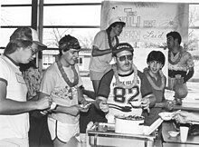 Engineering students at chili cook-off, University of Texas at Arlington, 1983 Engineering students at chili cook-off, University of Texas at Arlington Engineering building (10002873).jpg