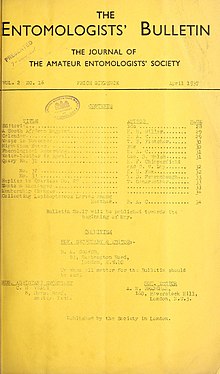 The Entomologists' Bulletin in 1937. Entomologists' bulletin BHL47420762.jpg