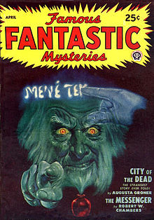 A reprint of Chambers's 1897 novelette The Messenger was cover-featured on the April 1948 issue of Famous Fantastic Mysteries.