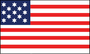 Francis Hopkinson's flag for the United States, an interpretation, with 13 six-pointed stars arranged in five rows[23]