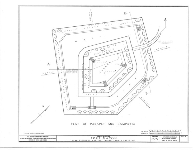 File:Fort Macon, Bogue Point on Fort Macon Road, Beaufort, Carteret County, NC HABS NC,16-BEAUF.V,1- (sheet 2 of 11).tif