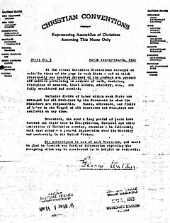 Scan of page 3 of the 1942 statement by overseer George Walker to the Selective Service on Christian Conventions stationery