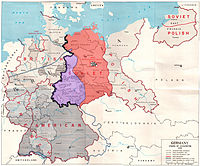 Areas vacated by U.S. forces to Soviet forces in summer 1945 shown in lilac, not including the areas of Mecklenburg already ceded by US/British forces to Soviet control earlier Germany occupation zones with border.jpg