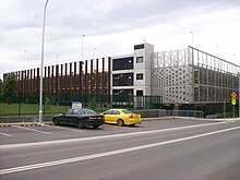 Glenfield station new multi-storey commuter car park in November 2011 Glenfield railway station carpark from south.jpg