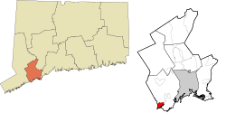 Greater Bridgeport incorporated and unincorporated areas Southport CDP highlighted.svg