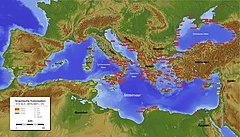 Image 24Greek cities & colonies c. 550 BC (in red color) (from Ancient Greece)