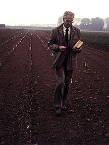 H.M.Heybroek in experimental field - elm trial Wageningen - DORSCHKAMP (May 15, 1984) H.M.Heybroek in experimental field - elm trial Wageningen - DORSCHKAMP 1984.05.15.jpg