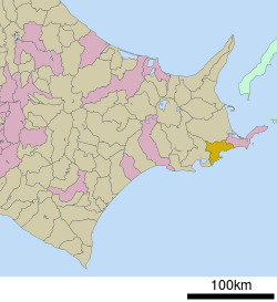 Lokasi Hamanaka di Hokkaido (Subprefektur Kushiro)