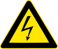 Sähköiskun vaarasta varoittava merkki.