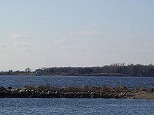 Hog Island in the distance, seen from near the Bristol Ferry Light