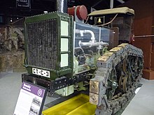 Hornsby Tractor acquired 1909 by the British Army (preserved in running order at The Tank Museum, Bovington) Hornsby Chain Track Tractor.jpg