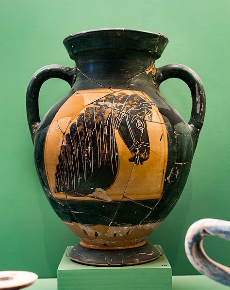 File:Horse-head amphora group U - ABV 17 41 - head of horse - Rhodos AM 15565.jpg