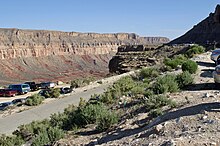 Parking at Hualapai Hilltop, the trailhead for the 8-mile (13 km) trail into Supai. HualapaiHilltop.jpg