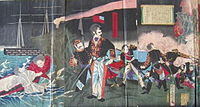 "The Korean Uprising of 1882"; woodblock print by Chikanobu