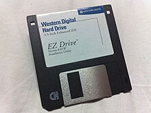 Installation of the Western Digital's EZ Drive, on a 3.5-inch floppy disk. Installation of the Western Digital's EZ Drive, on a 3.5-inch floppy disk.jpg