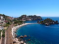 Trassenverlauf der Bahnstrecke an der Isola Bella in Taormina