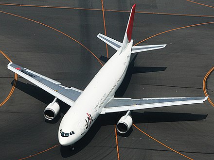 The A300 is a conventional low wing aircraft with twin underwing turbofans and a conventional tail