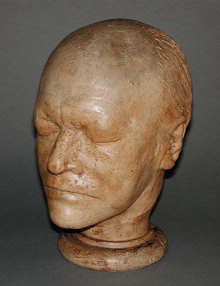 "Head of William Blake" by James De Ville. Life mask taken in plaster cast in September 1823, Fitzwilliam Museum.