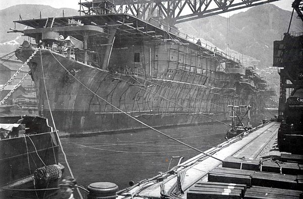 Aircraft carrier Sōryū nearing completion, 1937