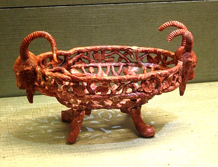 Goat-headed basket carved from red jasper. Russian, late 19th century, Kremlin Armoury