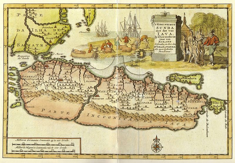 An early-18th century map of Java. Note that only major trading ports on the northern coast were known to the Europeans. From west to east: * Bantam (Banten) * Xacatara (Jayakarta) * Cherebum (Cirebon) * Taggal (Tegal) * Damo (Demak) * Iapara (Jepara) * Tubam (Tuban) * Sodaio (Sedayu, now near Gresik) * Surubaya (Surabaya).