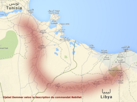 Ubicación de Jebel Demmer según la descripción del comandante François Rebillet.