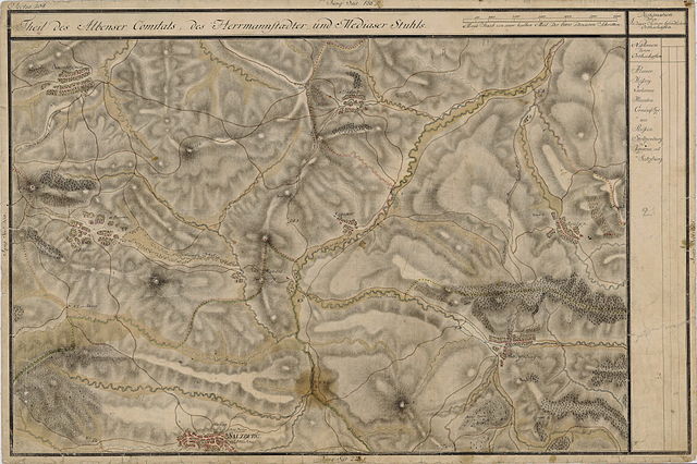 Ocna Sibiului pe Harta Iosefină a Transilvaniei, 1769-1773.(Click pentru imagine interactivă)