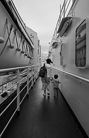Jules and Gabriel on the Zadar ferry, trip from Split to Stari Grad, Croatia