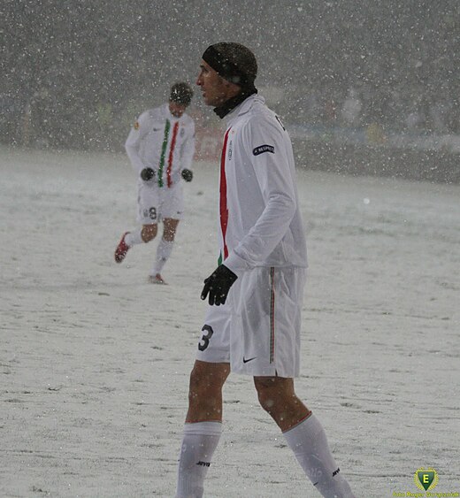 Chiellini in de sneeuw in 2010 in het shirt van Juventus