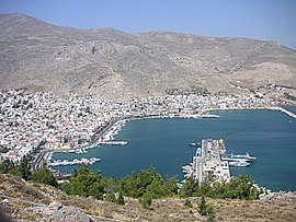 Panorama of Pothia, capital of the island