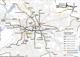 U-Bahn development from 1902 to 2009 Karte ubahn berlin entwicklung.png