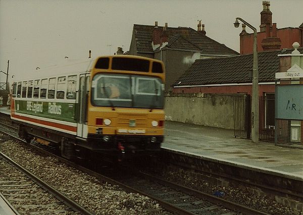 British Rail Engineering Limited concept railbus LEV3 on an evaluation run at Stapleton Road in 1981