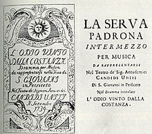 La serva padrona by Giovanni Battista Pergolesi (1733), contemporary edition of the libretto La Serva Padrona.jpg