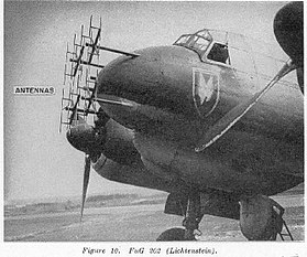 Антенны БРЛС «Лихтенштейн» FuG-202 на самолёте Junkers Ju 88