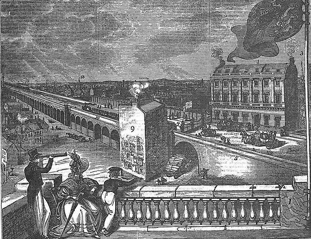 The first London terminal station, London Bridge, in 1836