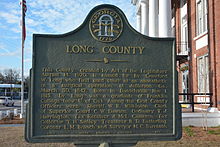 Plaque at the county courthouse Long County.JPG